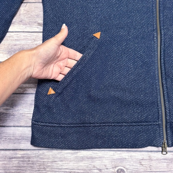 Taylor Stitch Apres Zip Up Knit Hoodie Rinsed Indigo Blue Terry Sweatshirt 44 XL - Picture 3 of 10